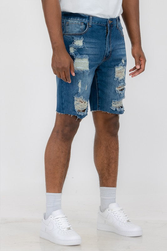 Urban Threads: Rebel Whiskered Flexi-Denim Shorts